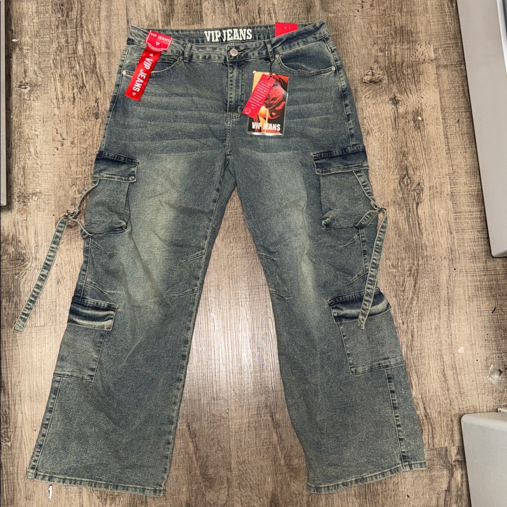 VIP Jeans Women's Faded Blue Cargo Jeans